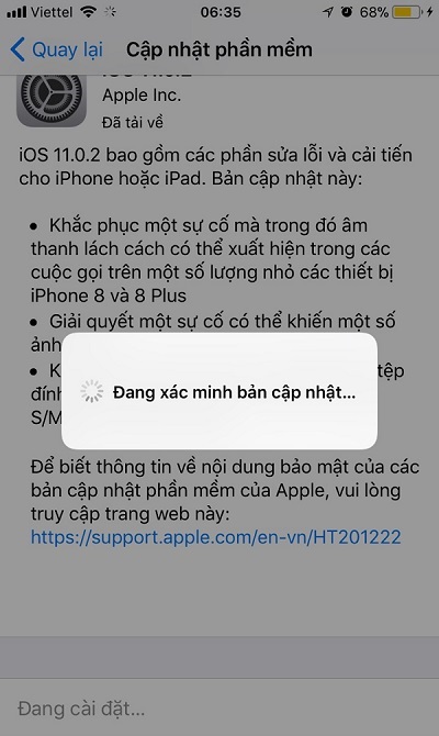 hướng dẫn cập nhật iOS 11.0.2